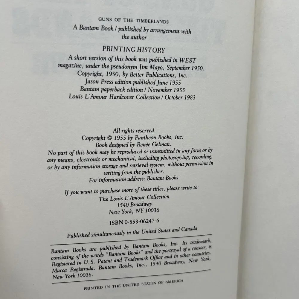 Guns Of The Timberlands Louis L'Amour Collection Bantam Leatherette Book 1983